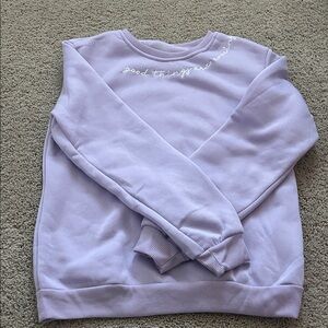 Lavender Sweatshirt with Embroidered Text